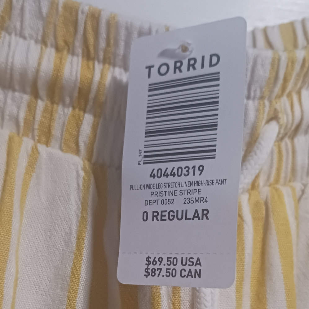 NWT Size 0 Torrid Sunny Striped Wide Leg Pants - Picture 2 of 8